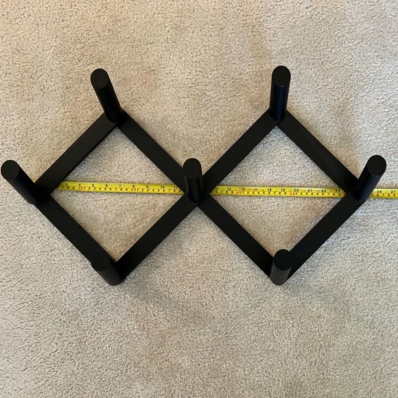 Black Wooden Expandable Accordion style Wall Mounted Rack 7 Hooks - Picture 8 of 12